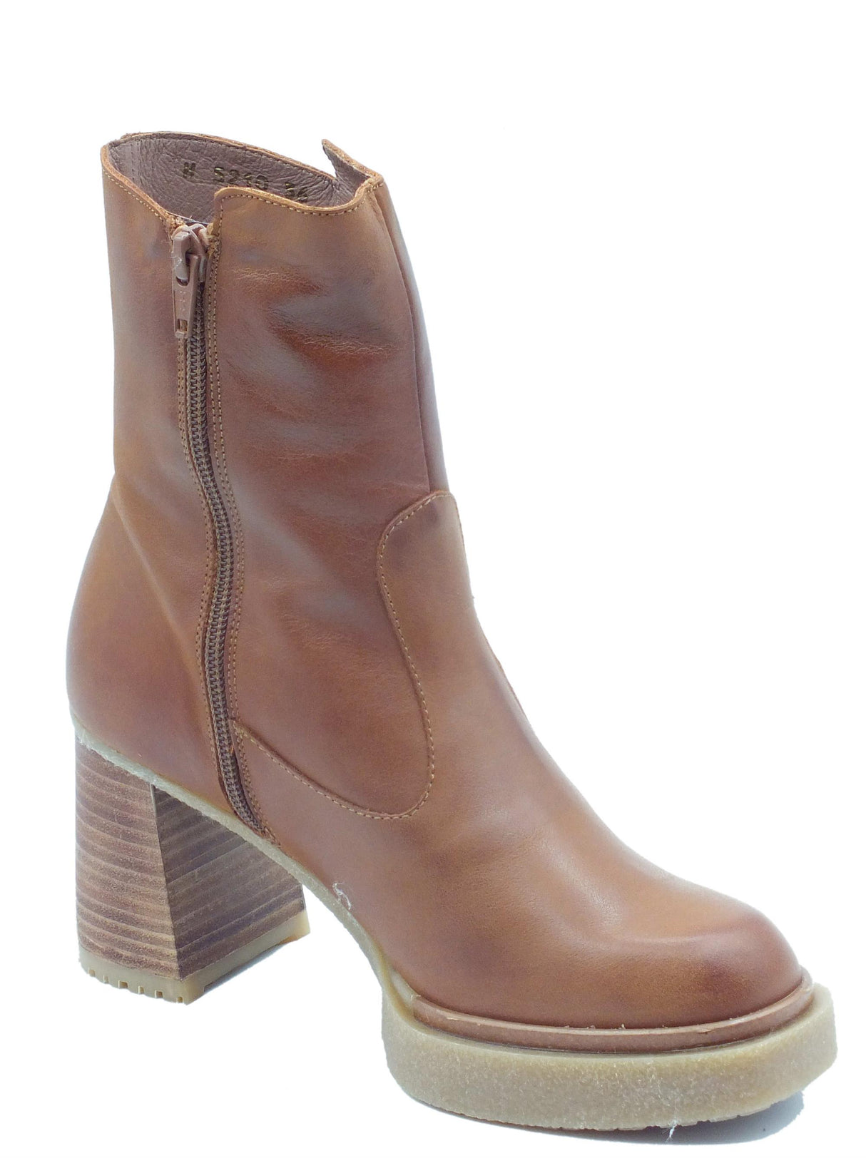 Wonders Wonders H-5210 Balm Verona Cuero Tronchetti con tacco per Donna in pelle cuoio con lampo Verona Cuero