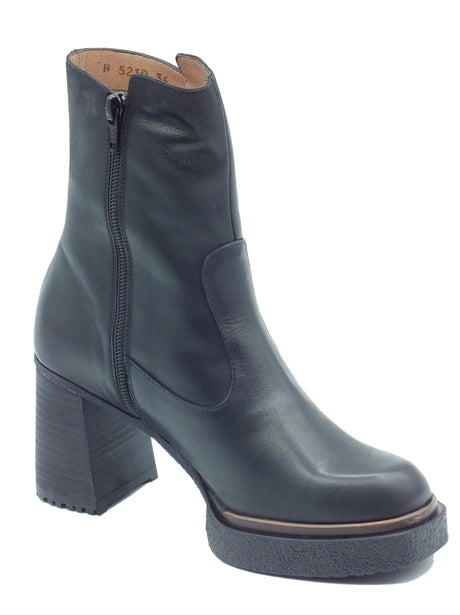 Wonders Wonders H-5210 Balm Verona Negro Tronchetti con tacco per Donna in pelle con lampo Verona Negro