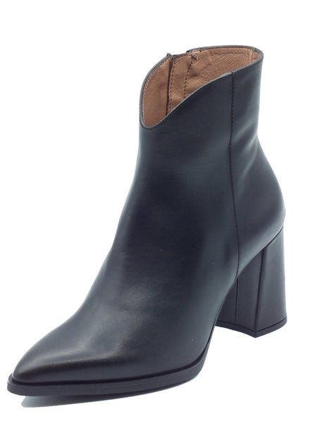 Wonders Wonders H-5403 Frick Bora Negro Tronchetti a punta con tacco alto per Donna in pelle nera con lampo Frick Bora Negro