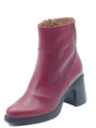 Wonders Wonders H-5505 Min Bora Vino Tronchetti con tacco alto per Donna in pelle rosso vino con lampo Min Bora Vino