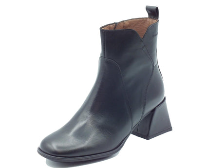 Wonders Wonders H-5710 Marine Bora Negro Tronchetti con tacco basso per Donna in pelle con lampo Marine Bora Negro