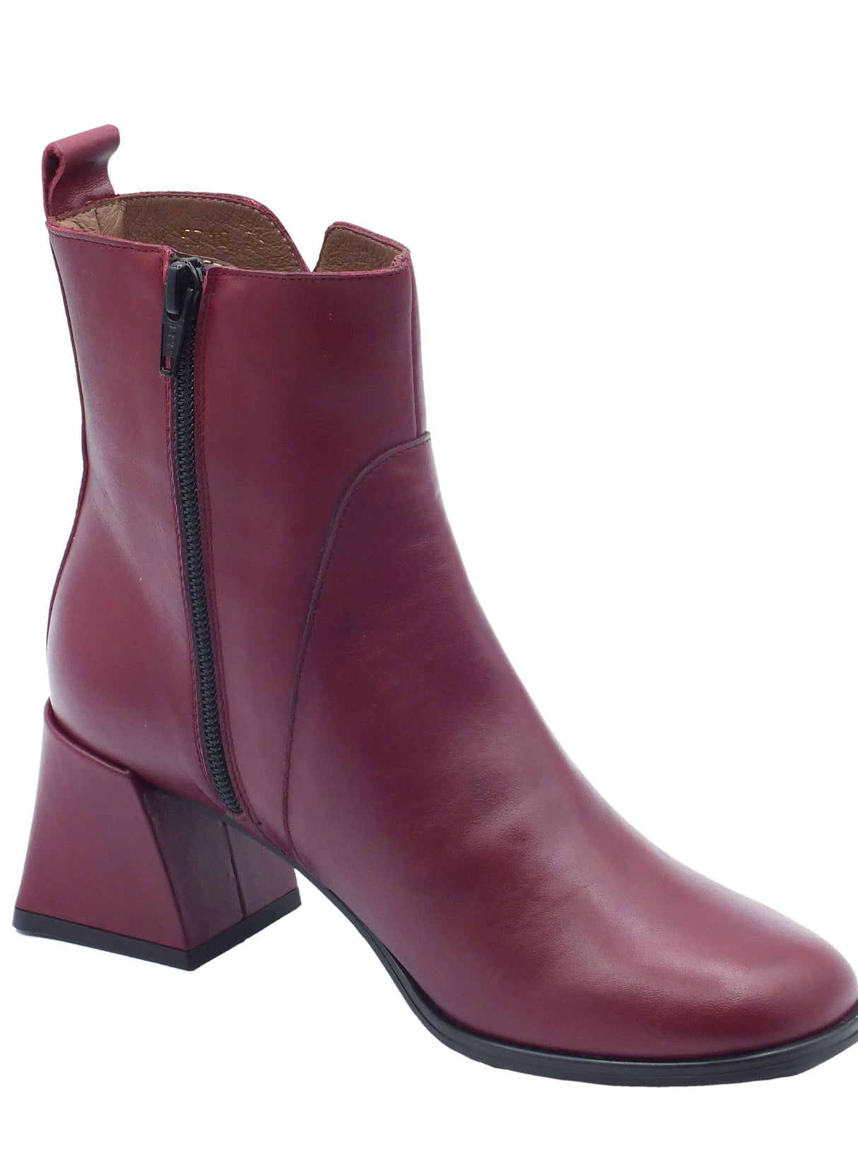 Wonders Wonders H-5710 Marine Bora Vino Tronchetti con tacco basso per Donna in pelle con lampo Marine Bora Vino