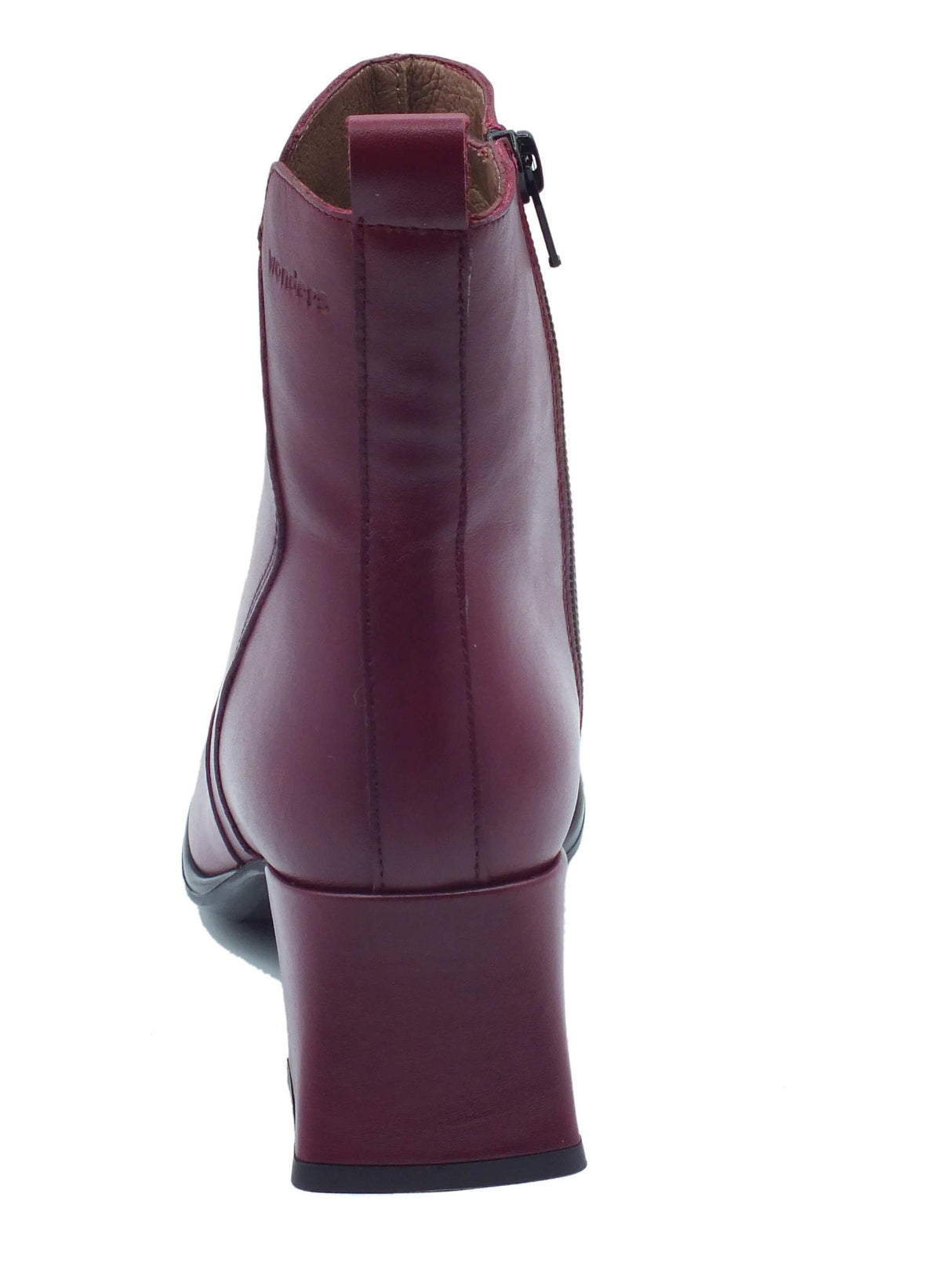 Wonders Wonders H-5710 Marine Bora Vino Tronchetti con tacco basso per Donna in pelle con lampo Marine Bora Vino