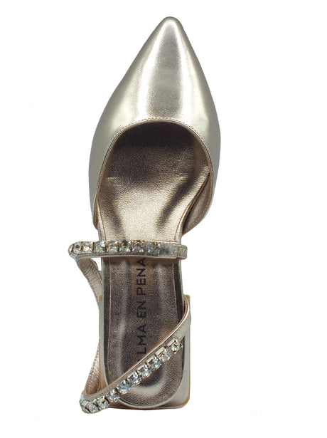 Alma en Pena Alma en Pena V240365 Diva Bronze Sandali eleganti a punta per Donna in pelle con tacco basso Diva Bronze