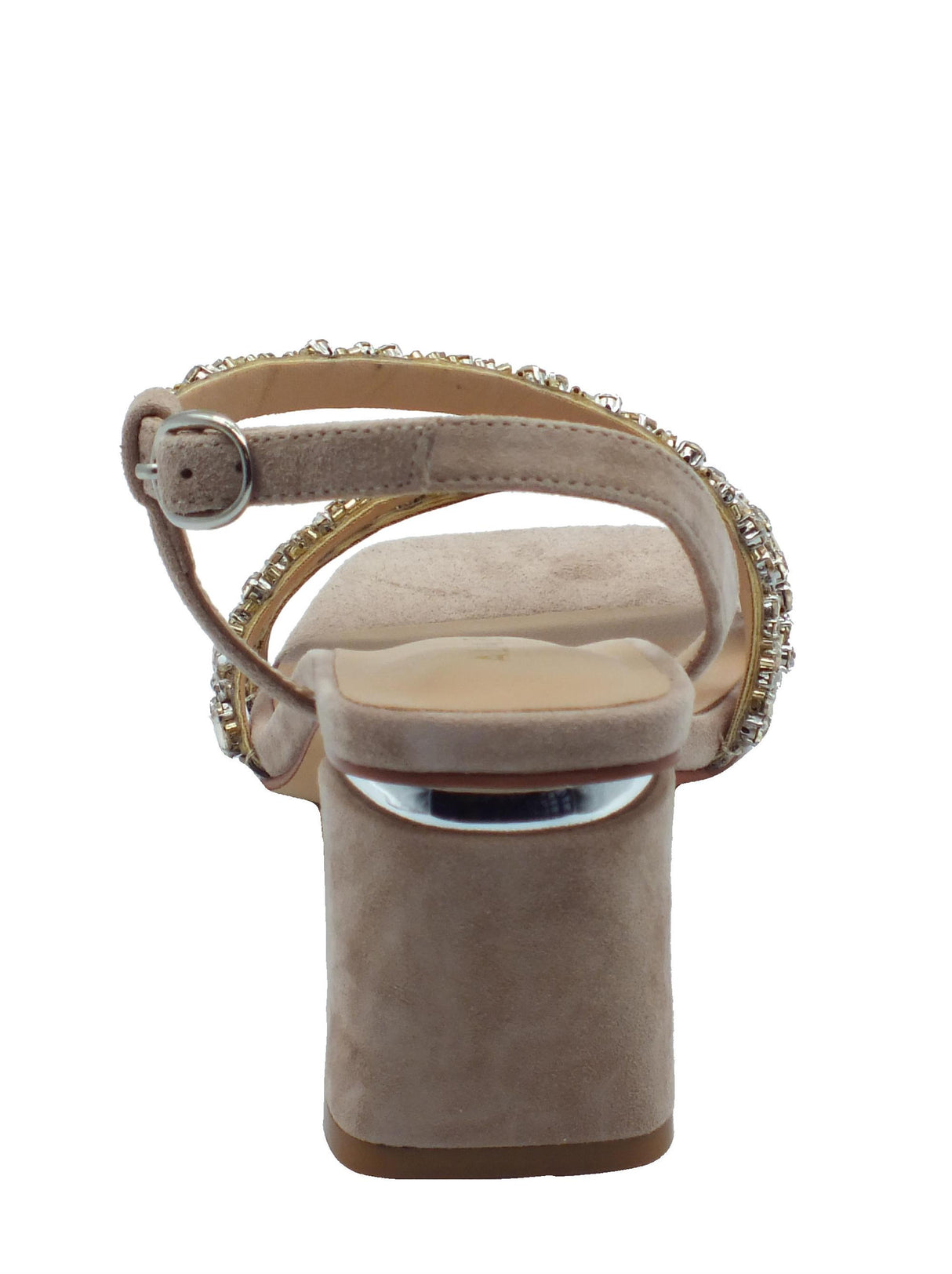 Alma en Pena Alma en Pena V240717 Suede Vison Sandali eleganti per Donna in nabuk e zirconi con tacco alto Suede Vison