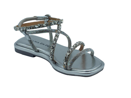 Alma en Pena Alma en Pena V240830 Diva Silver Sandali eleganti per Donna con tacco basso e brillanti Argento