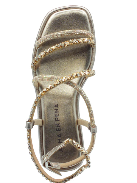 Alma en Pena Alma en Pena V240830 Diva Bronze Sandali eleganti per Donna con tacco basso e brillanti Diva Bronze