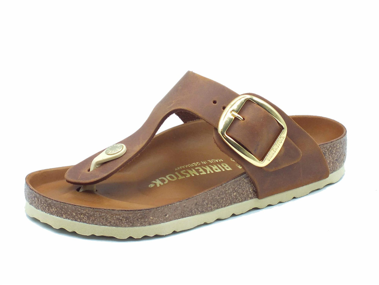 Birkenstock Birkenstock 1018745 Gizeh Big Buckle Cognac Infradito per Donna con fibia Cognac