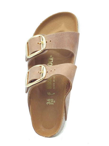 Birkenstock Birkenstock Sandali zeppa bassa Donna 1011073 Arizona Big Buckle Cognac pelle marrone cognac