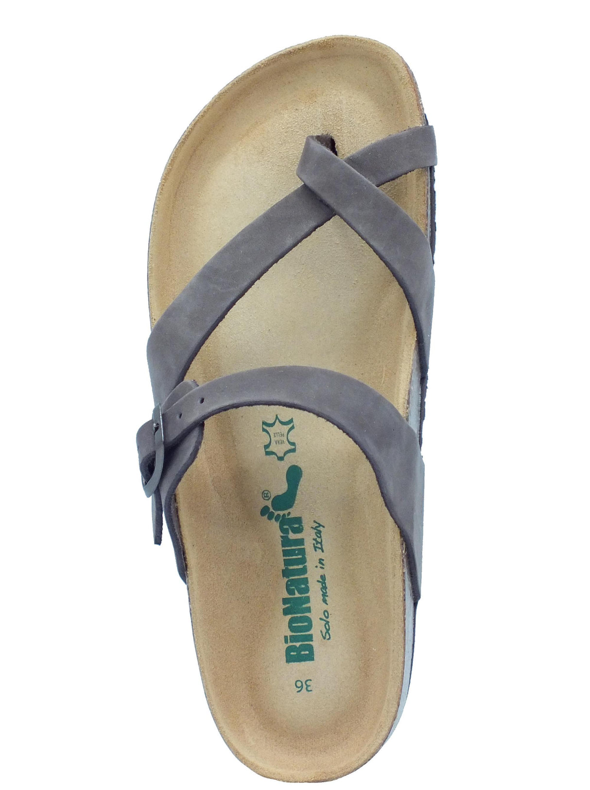 BioNatura BioNatura 11A456 Imb Nabuk T. Moro Infradito per Donna in pelle con zeppa bassa e fibia testa di moro