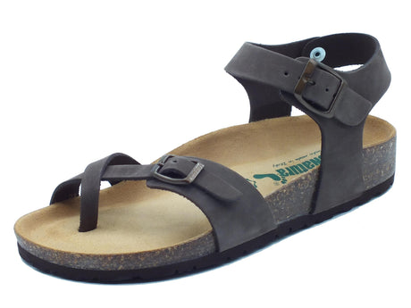 BioNatura BioNatura 11A678 Imb Nabuk T.Moro Infradito per Donna in pelle zeppa bassa T.Moro