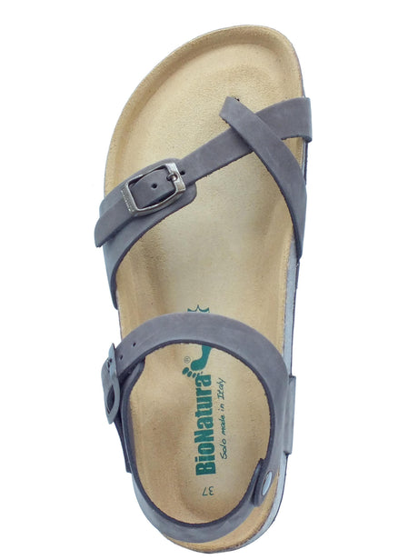 BioNatura BioNatura 11A678 Imb Nabuk T.Moro Infradito per Donna in pelle zeppa bassa T.Moro