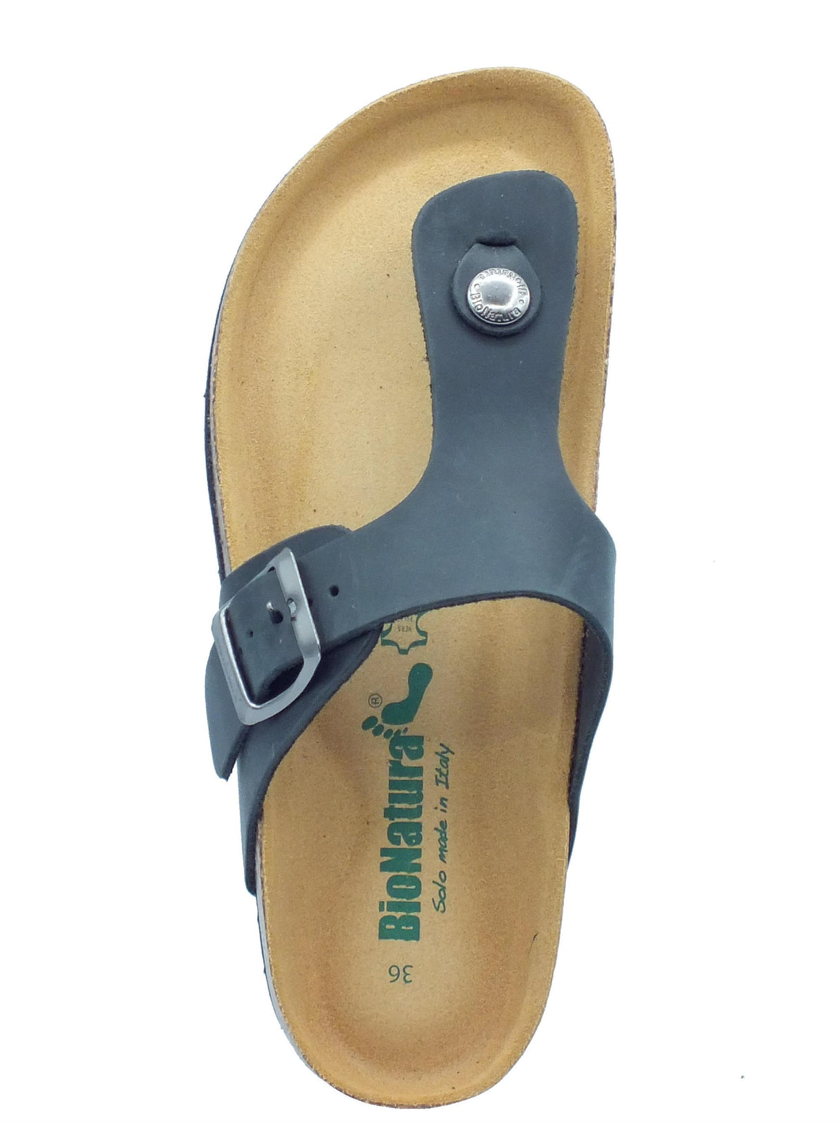 BioNatura BioNatura 11FINGER Imb Horse Nero Infradito per Donna in pelle zeppa bassa fibietta Nero