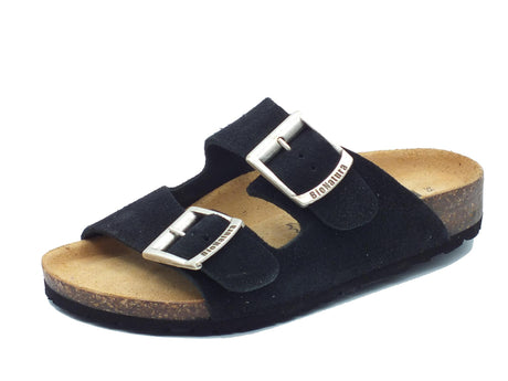 BioNatura BioNatura 11 Thesis Rx Imb Scamociato Nero Sandali per Donna in nabuk zeppa bassa Nero