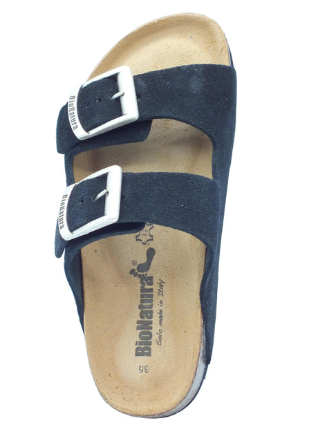 BioNatura BioNatura 11 Thesis Rx Imb Scamociato Nero Sandali per Donna in nabuk zeppa bassa Nero