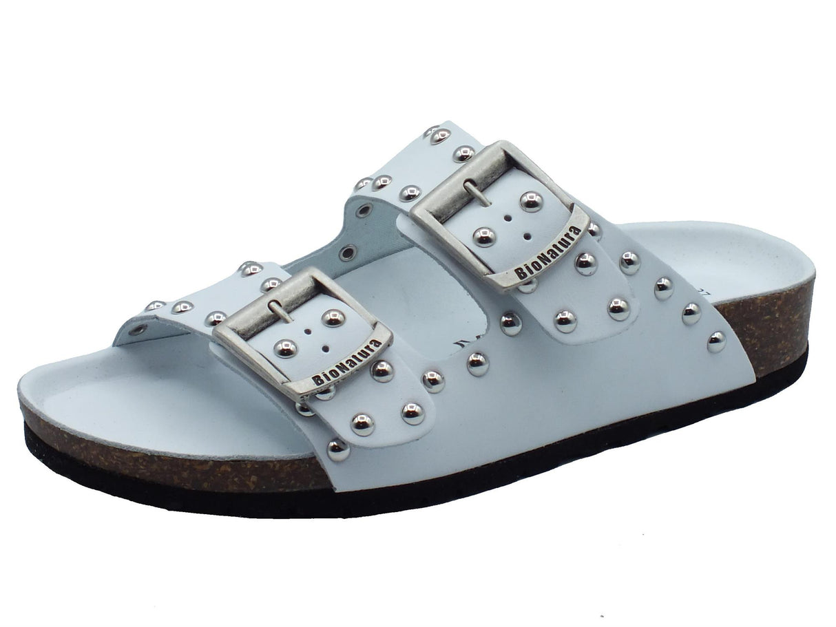 BioNatura BioNatura 11 Thesis Imb Bycast Bianco Sandali per Donna in pelle doppia fibia zeppa bassa Bianco