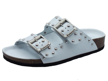 BioNatura BioNatura 11 Thesis Imb Bycast Bianco Sandali per Donna in pelle doppia fibia zeppa bassa Bianco