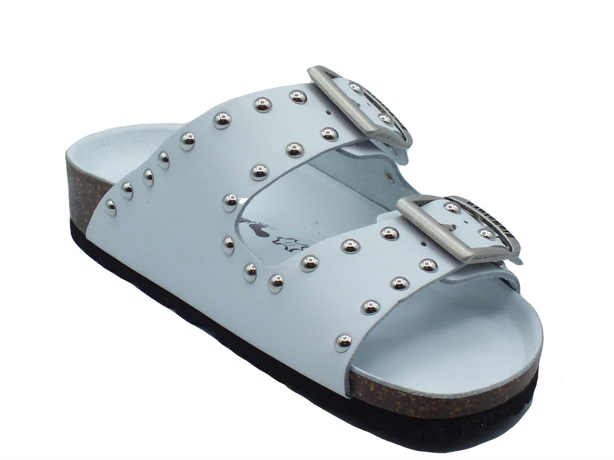 BioNatura BioNatura 11 Thesis Imb Bycast Bianco Sandali per Donna in pelle doppia fibia zeppa bassa Bianco