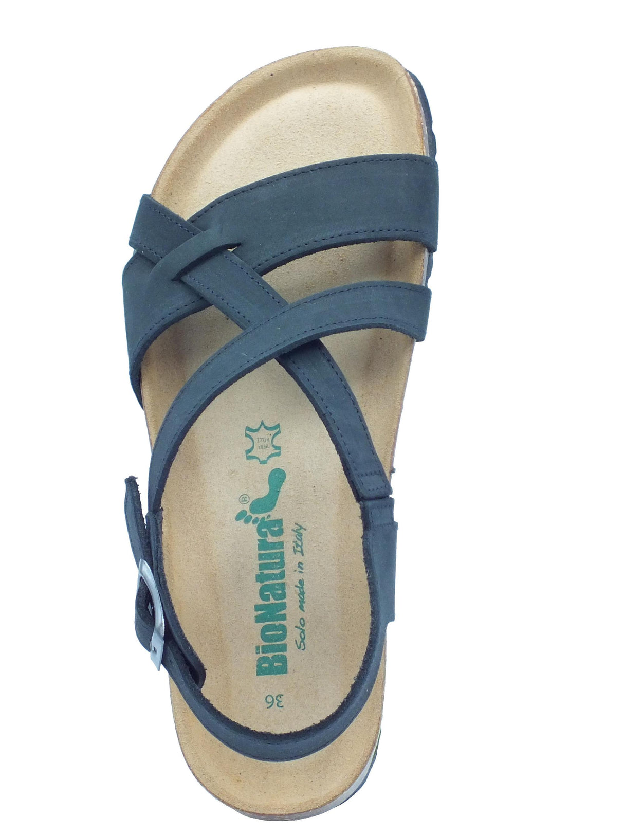 BioNatura BioNatura 12A826 Imb Nabuk Nero Sandali per Donna in pelle zeppa bassa Nero