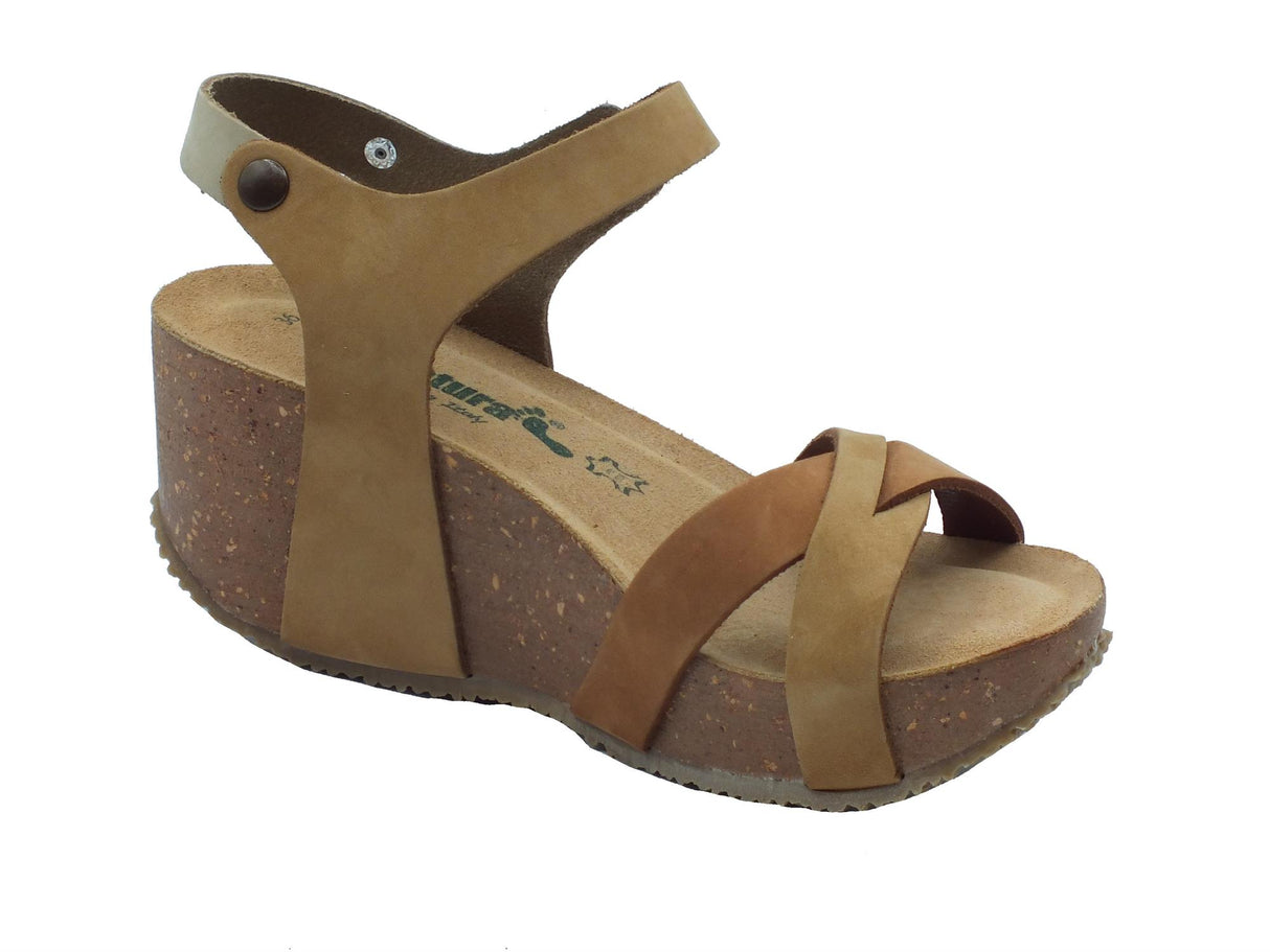 BioNatura BioNatura Sandali zeppa bassa Donna 24 Fregene Imb Multi Tortora pelle beige Tortora