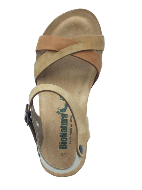 BioNatura BioNatura Sandali zeppa bassa Donna 24 Fregene Imb Multi Tortora pelle beige Tortora