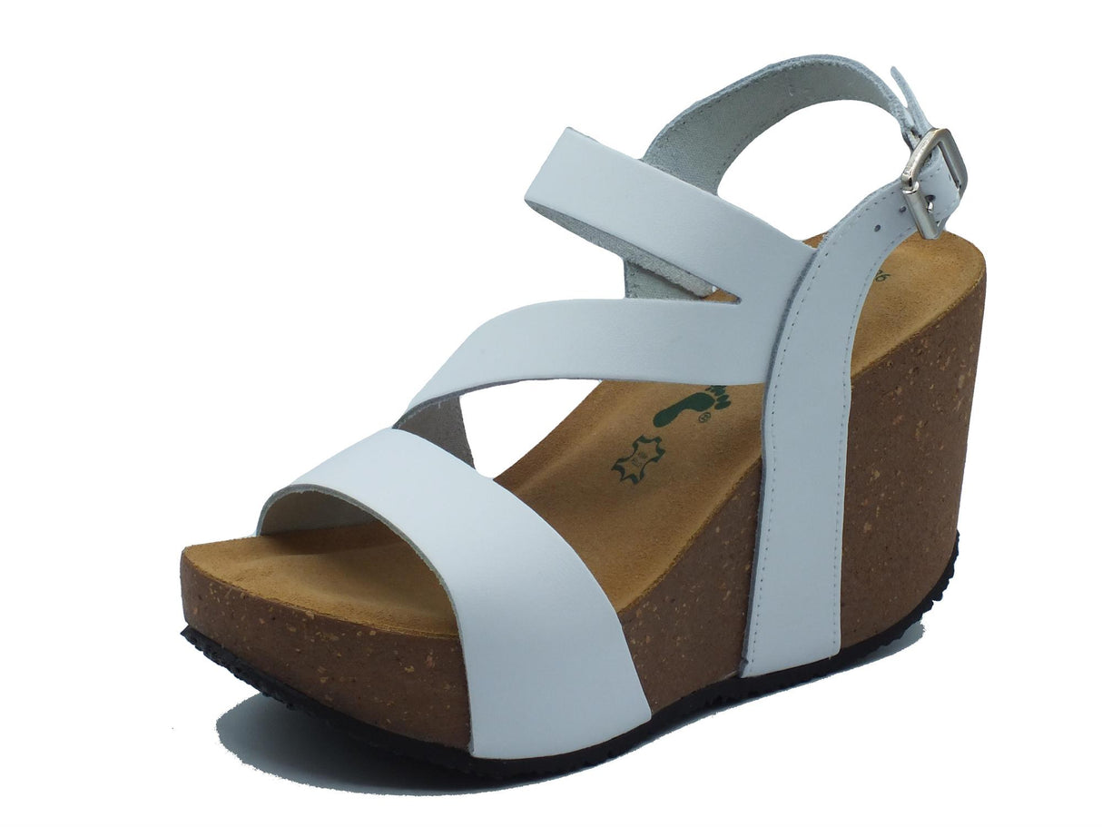 BioNatura BioNatura 29A2008 Imb Bycast Bianco Sandalo per Donna con zeppa alta Bianco