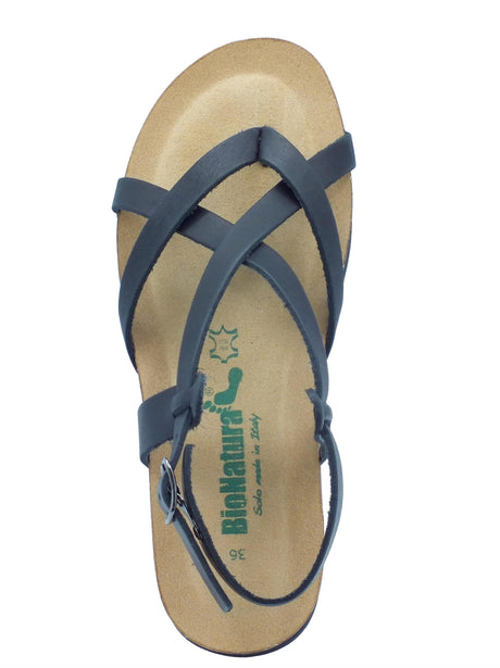 BioNatura BioNatura 34A2005 Toronto Nero Infradito per Donna in pelle zeppa bassa fibietta Nero