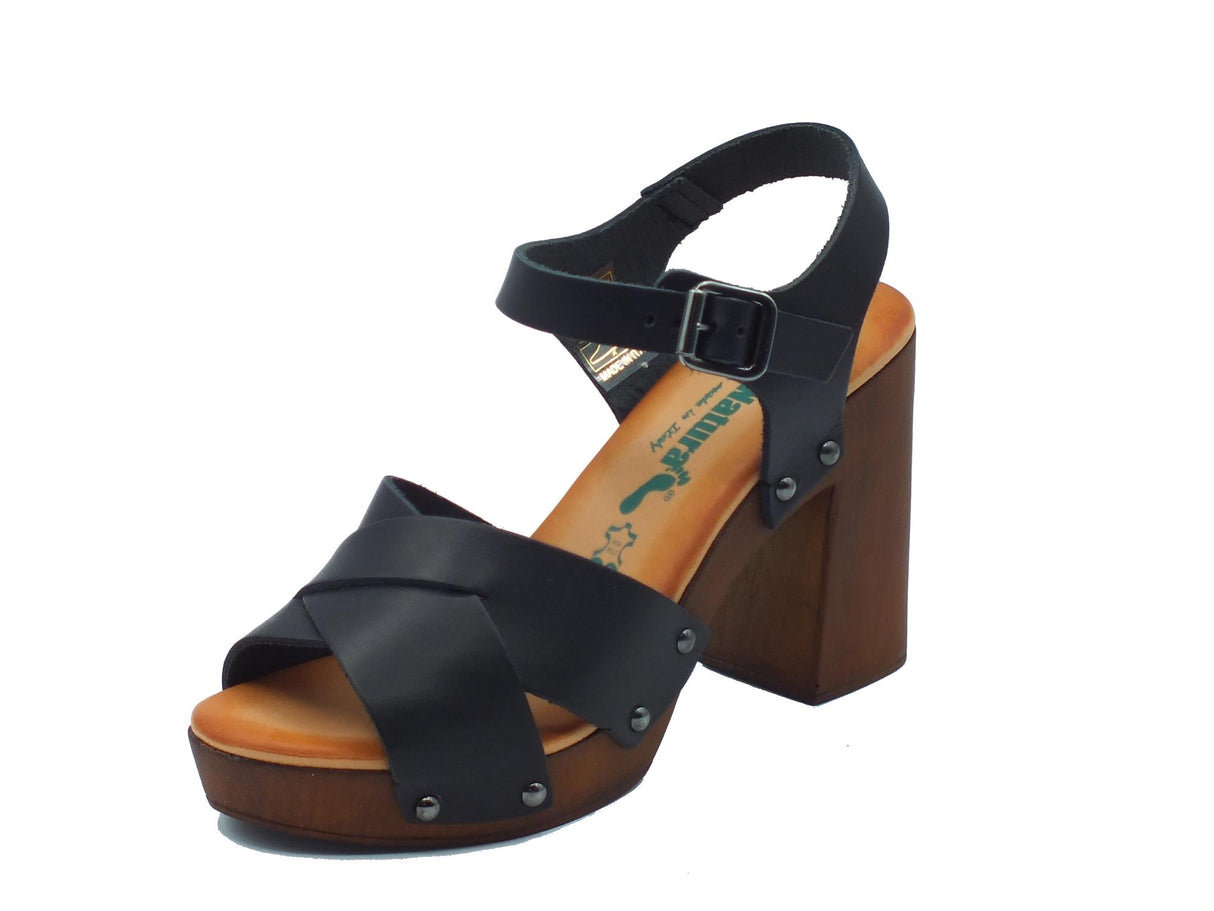 BioNatura BioNatura A11NAIROBI Toronto Nero Sandali per Donna in pelle con tacco alto e plateau Nero