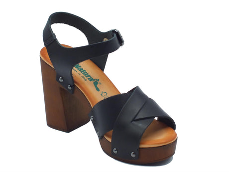 BioNatura BioNatura A11NAIROBI Toronto Nero Sandali per Donna in pelle con tacco alto e plateau Nero