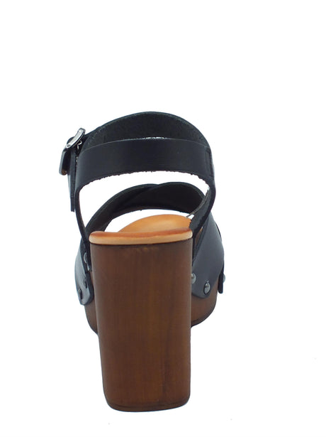 BioNatura BioNatura A11NAIROBI Toronto Nero Sandali per Donna in pelle con tacco alto e plateau Nero