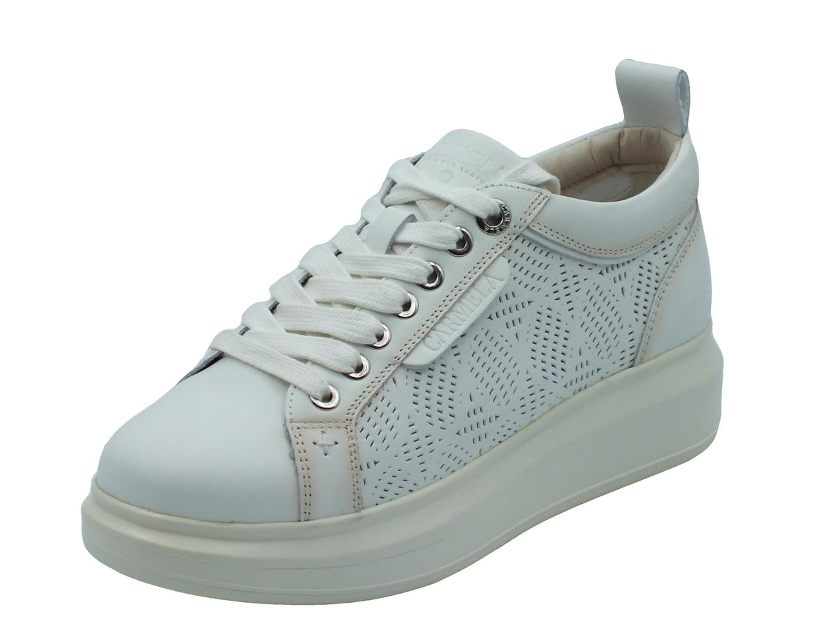 Carmela Carmela 161438 Z.Piel Bianco Sneakers per Donna in pelle laserata con zeppa Bianco