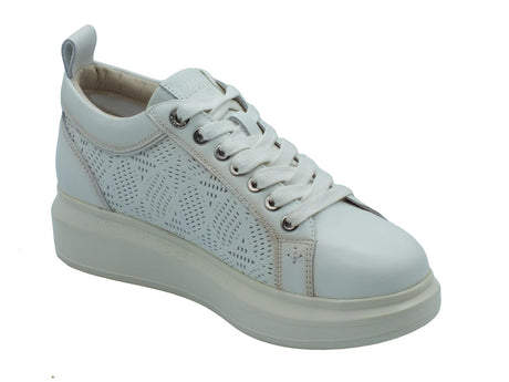 Carmela Carmela 161438 Z.Piel Bianco Sneakers per Donna in pelle laserata con zeppa Bianco