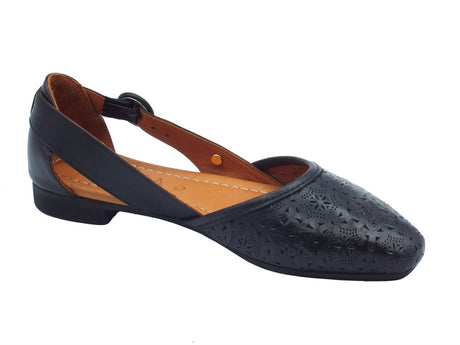 Carmela Carmela 161584 Z.Piel Negro Ballerine per Donna in pelle traforata nera con tacchetto Negro
