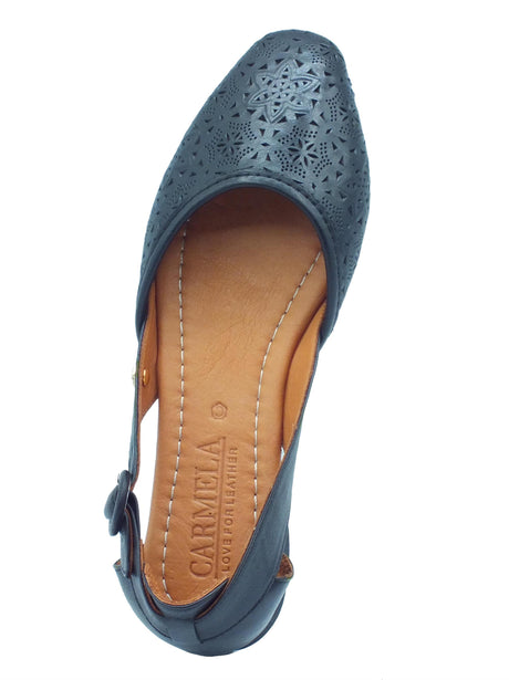 Carmela Carmela 161584 Z.Piel Negro Ballerine per Donna in pelle traforata nera con tacchetto Negro