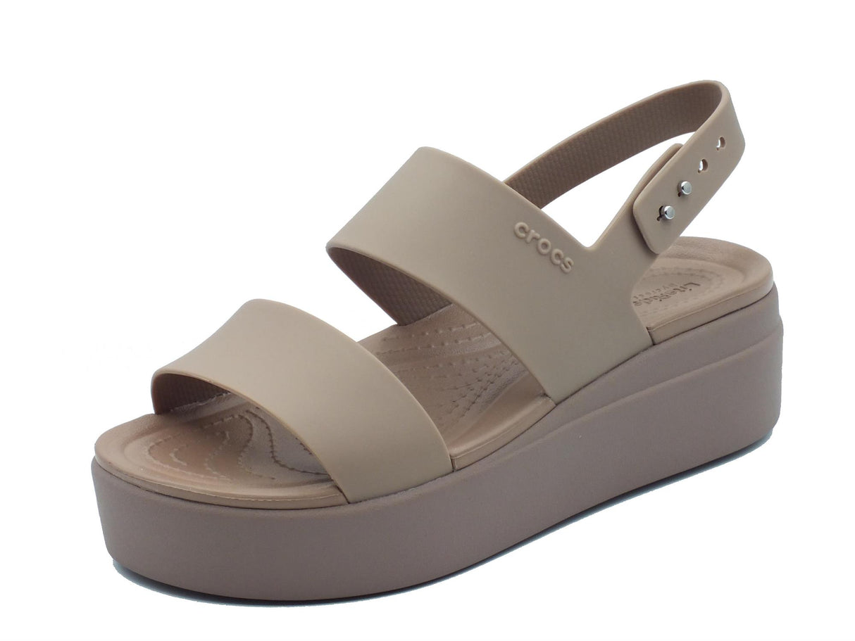 Crocs Crocs 206453 Brooklyn Low Wedge Latte Sandali con zeppa alta per Donna in gomma beige latte