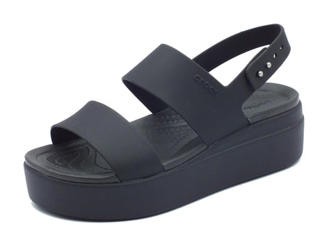 Crocs Crocs 206453 Brooklyn Low Wedge Black Sandali con zeppa alta per Donna in gomma nero Black