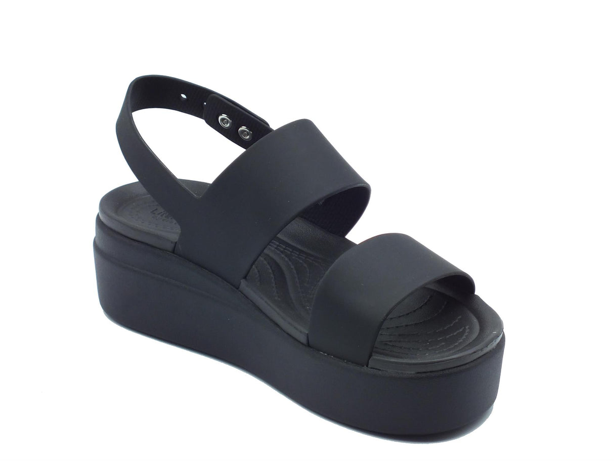 Crocs Crocs 206453 Brooklyn Low Wedge Black Sandali con zeppa alta per Donna in gomma nero Black