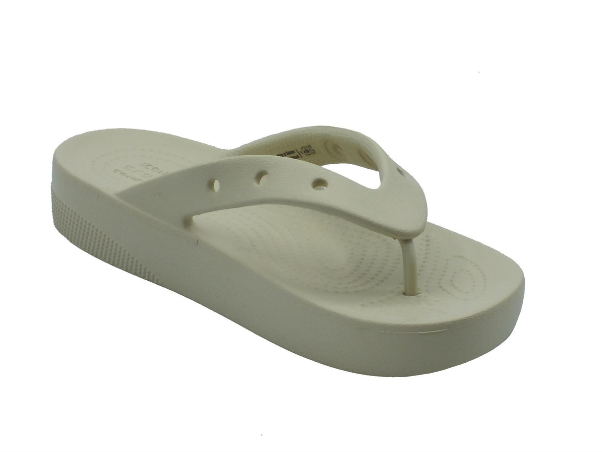 Crocs Crocs 207714 classic platform flip bone Infradito con zeppa media per Donna in gomma bianca Bianco