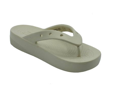 Crocs Crocs 207714 classic platform flip bone Infradito con zeppa media per Donna in gomma bianca Bianco