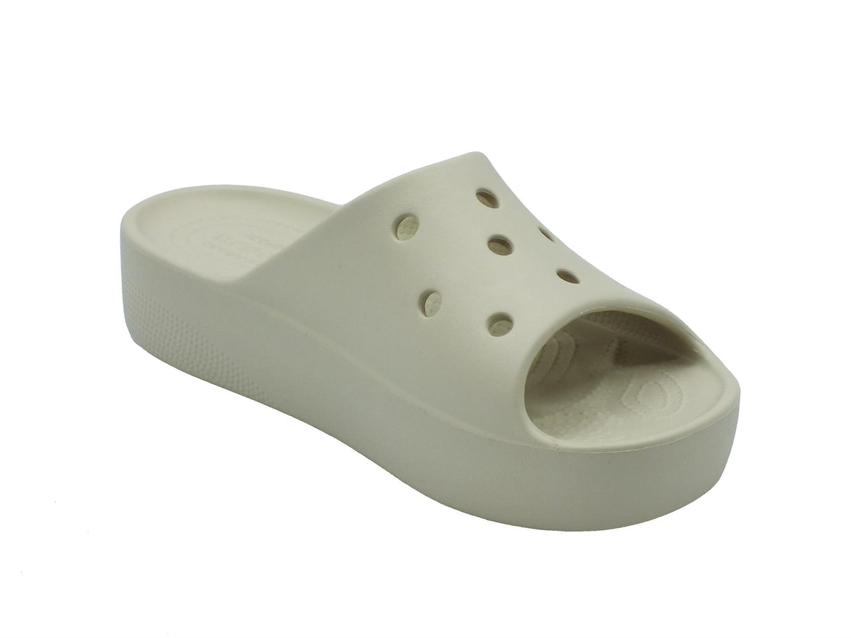 Crocs Crocs 208180 Classic Platform Slide Bone Sandali con zeppa bassa per Donna in gomma bianca Bianco
