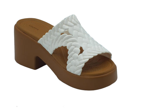 Crocs Crocs 209979 Brooklyn Slide Heel Chalk Sandali con tacco alto per Donna in gomma bianco Bianco