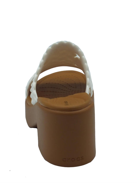 Crocs Crocs 209979 Brooklyn Slide Heel Chalk Sandali con tacco alto per Donna in gomma bianco Bianco