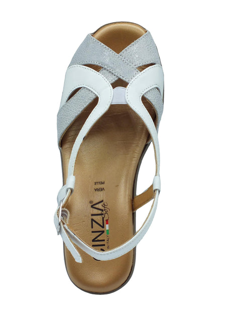 Cinzia Soft Cinzia Soft IO173690 Bianco Sandali Confort Donna in pelle zeppa media fibbia Bianco