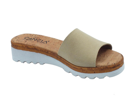 Cinzia Soft Cinzia Soft IAF23316C Cappuccino Sandali scalsati con zeppa per Donna in nabuk Cappuccino