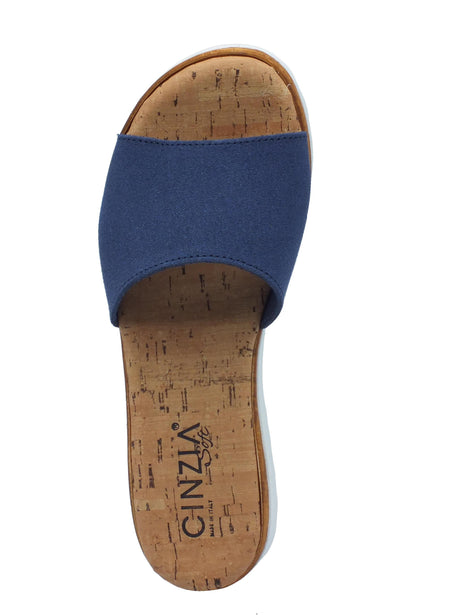 Cinzia Soft Cinzia Soft IAF23316C Blu Sandali scalsati con zeppa per Donna in nabuk Blu