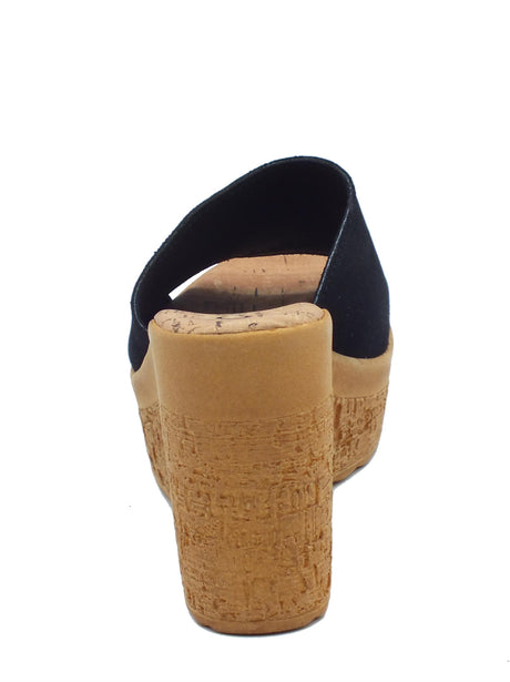 Cinzia Soft Cinzia Soft IAF313320 Nero Sandali Scalsati per Donna in nabuk con zeppona effetto legno Nero