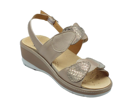 Cinzia Soft Cinzia Soft IO12632 Oro Sandali Confort Donna in pelle zeppa media doppio stretch e fibbia Oro