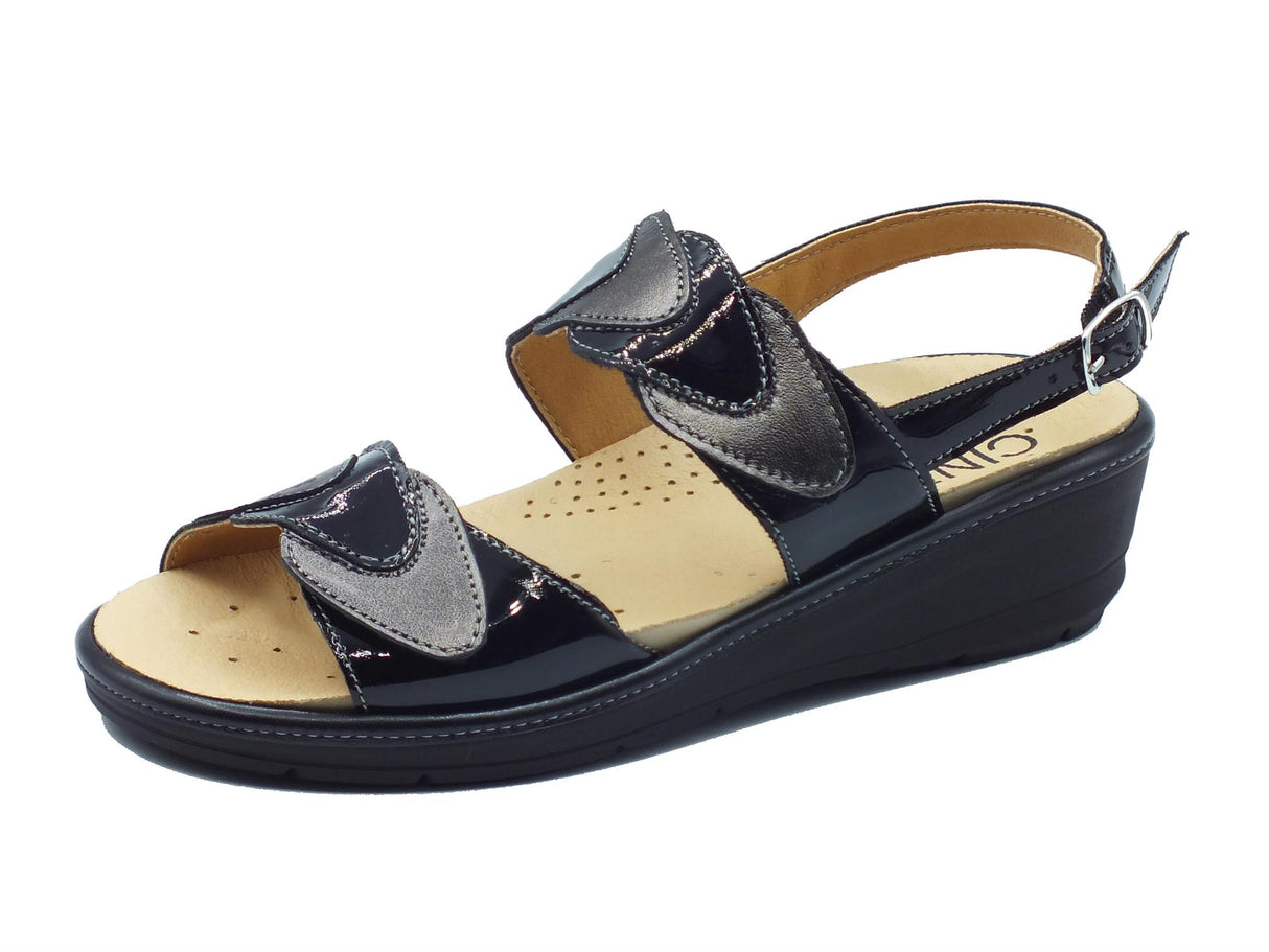 Cinzia Soft Cinzia Soft IO12636 Nero Sandali Confort Donna in pelle zeppa media doppio stretch e fibbia Nero