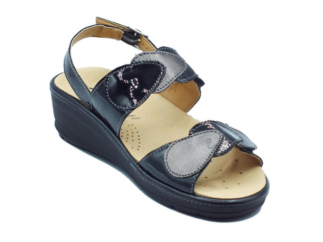 Cinzia Soft Cinzia Soft IO12636 Nero Sandali Confort Donna in pelle zeppa media doppio stretch e fibbia Nero