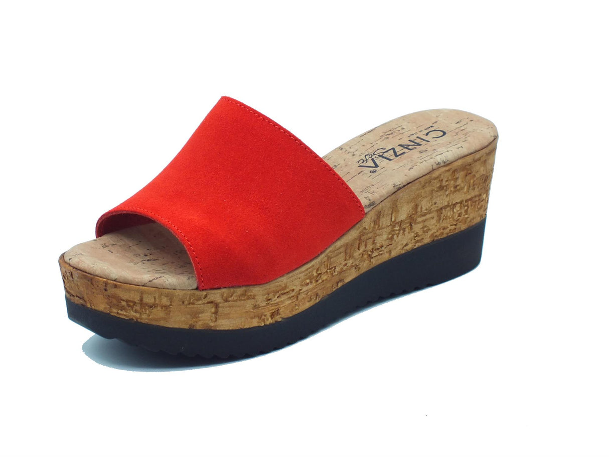 Cinzia Soft Cinzia Soft IAF53323 Rosso Sandali scalsati per Donna con zeppa alta in nabuk Rosso